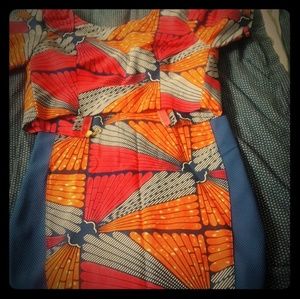 Multicolored African Print skirt and top